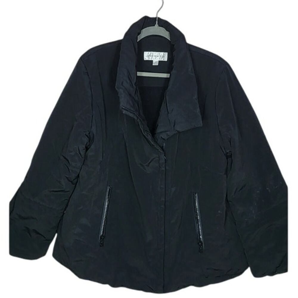 Jones New York Black Winter Coat with Zipper and Side Pockets Size XL